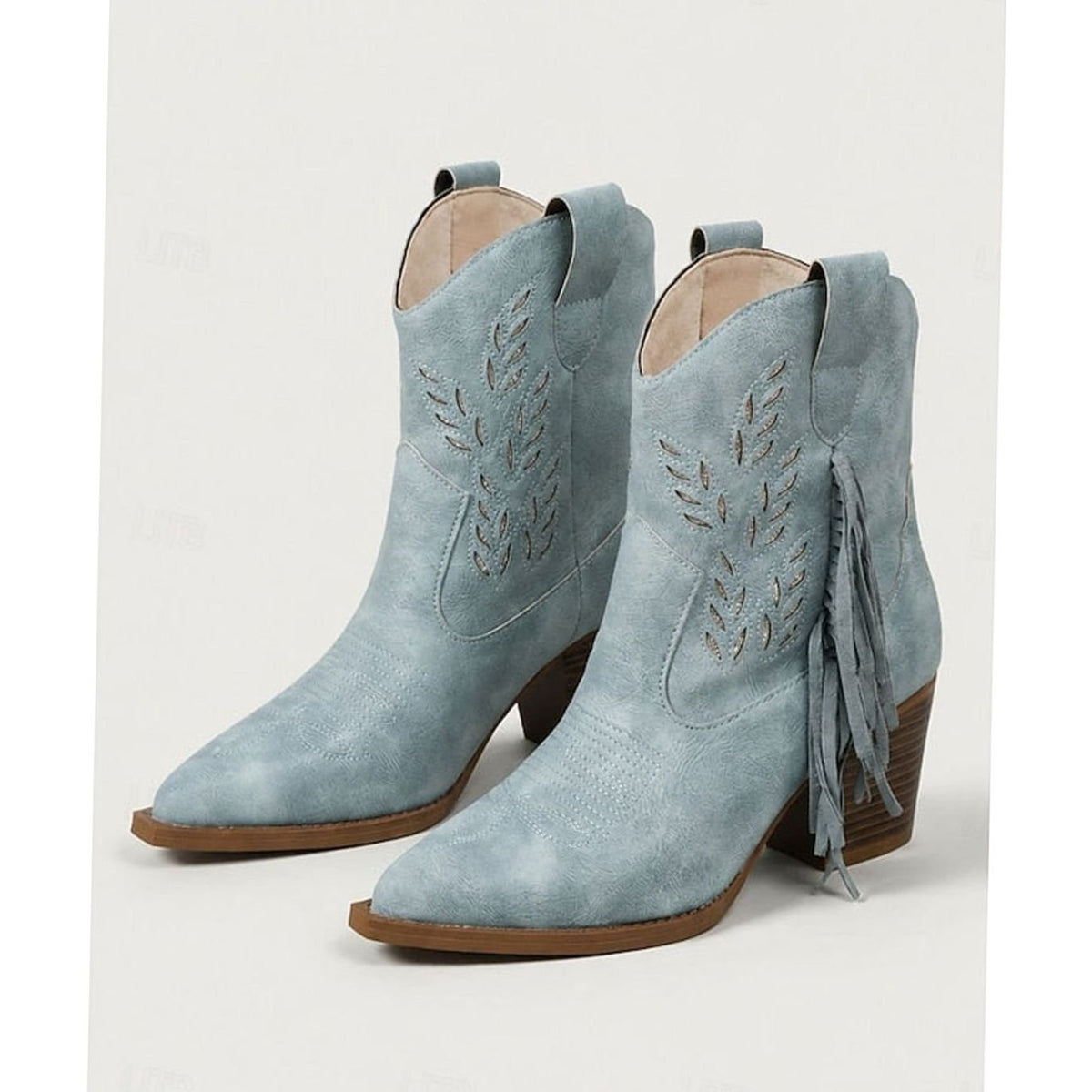 Camila | Women's Tasseled Western Ankle Boots Pointed-Toe Block Heel